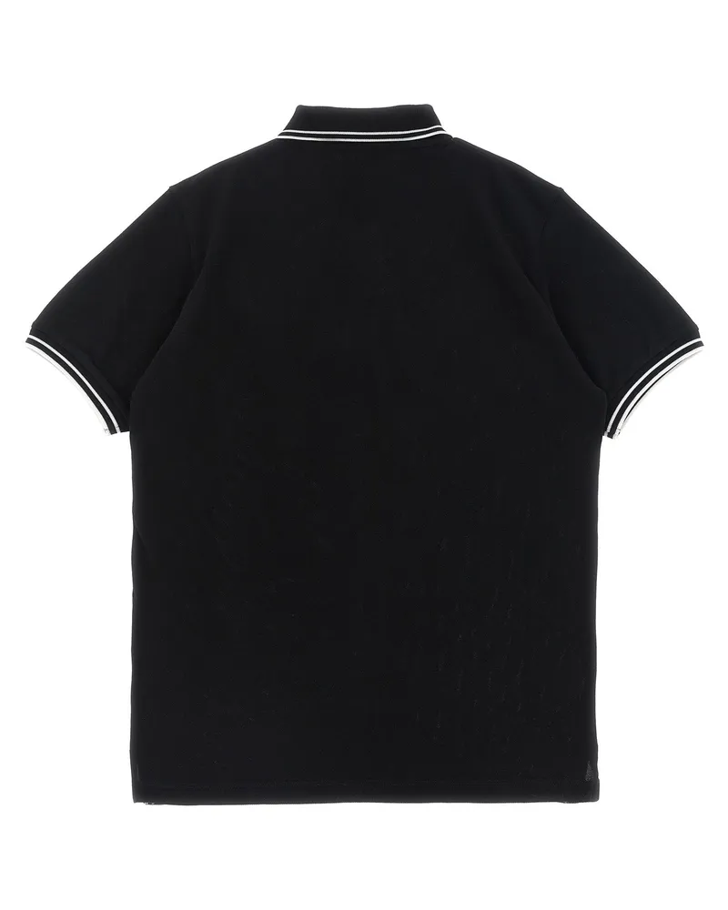 Stone Island Compass Logo Cotton Piqué Polo Shirt — Black Black