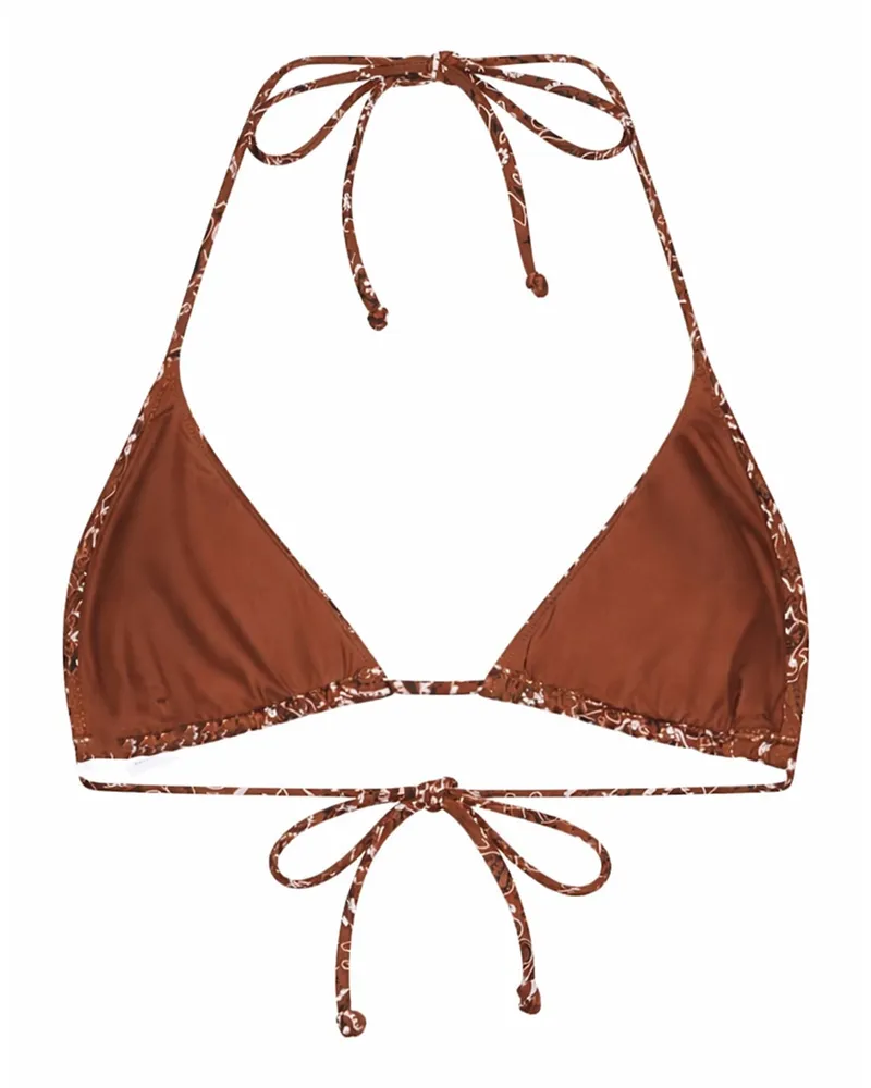 MC2 Saint Barth Women's Triangle Bikini Top Leah Brown Polyamide Swimwear Sea Clothing Brown