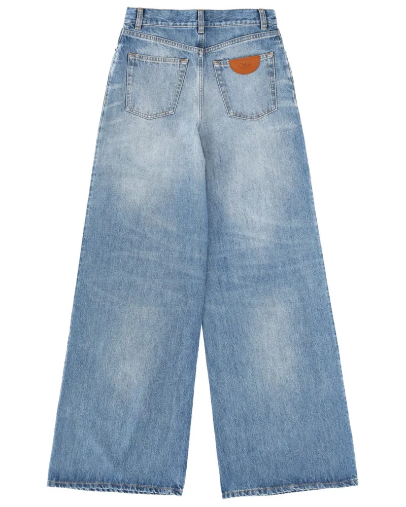 Chloé 100% Cotton Wide Leg Jeans — Blue Blue
