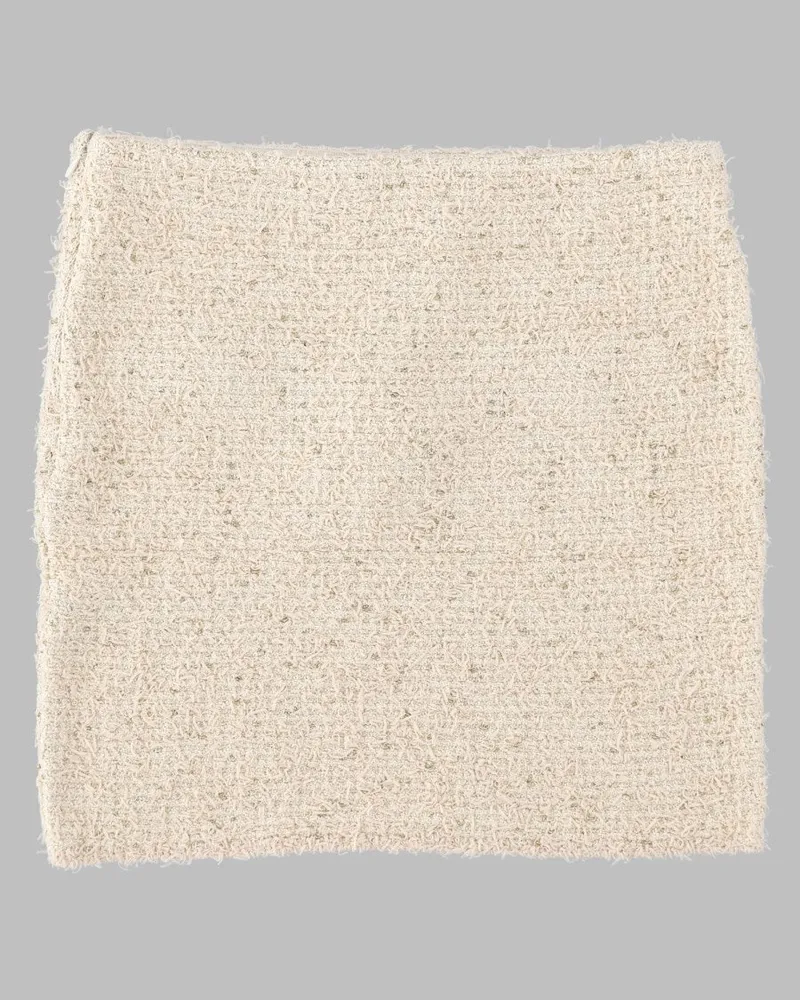 Balmain Tweed with Button Detail Mini Skirt — Beige Beige