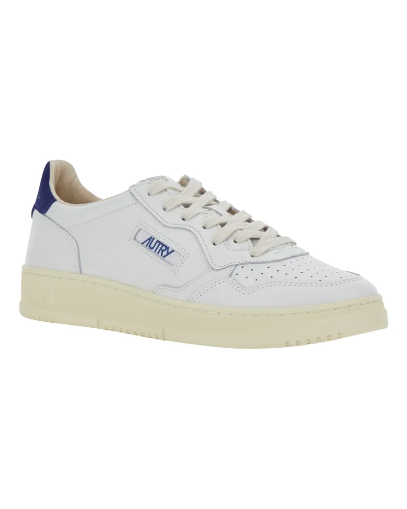 AUTRY Men's Sneakers Medalist Low White-Blue Leather Trainers White