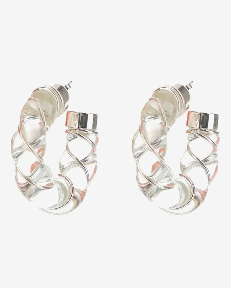 Bottega Veneta Women's Hoop Earrings Twist Silver Glass Silver