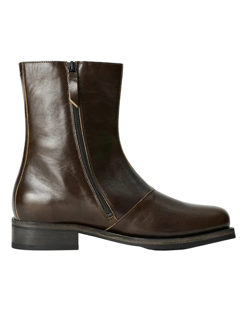 Our Legacy Men's Ankle Boots Camion Deep Olive Leather Cow Leather; Sole: Rubber Brown