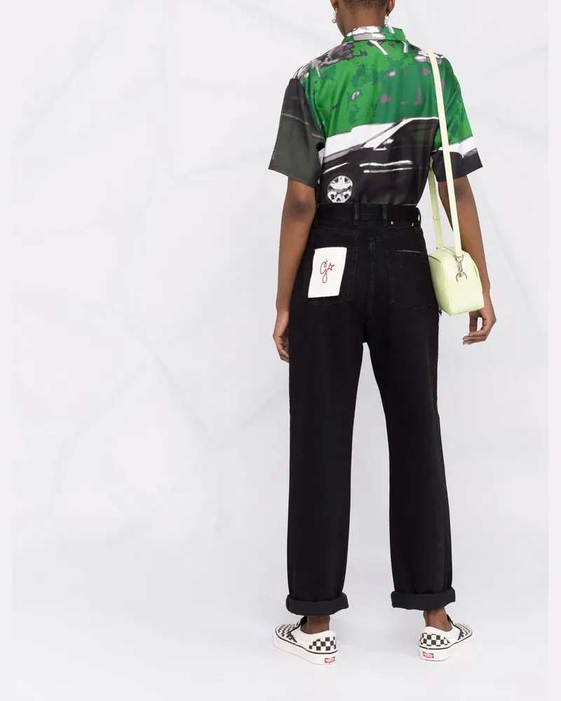 Golden Goose Women's Logo-Patch Straight-Leg Trousers Aw24 W Black