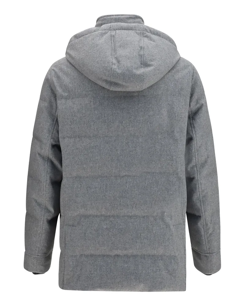 Brunello Cucinelli Men Down Jacket Cashmere Light Grey-Lead Padded & Grey/lead Gray