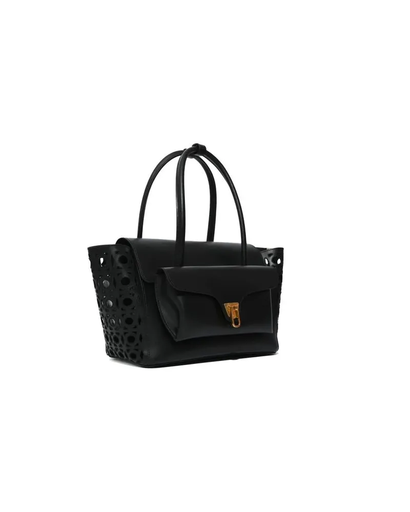 Coccinelle Women's Handbag Black Calf Split Leather Bags - Handbags Black