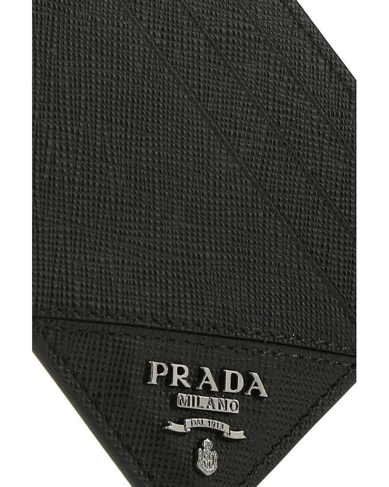 Prada Men's Black Leather Card Holder F0002 Vitello Portafogli Wallet Black
