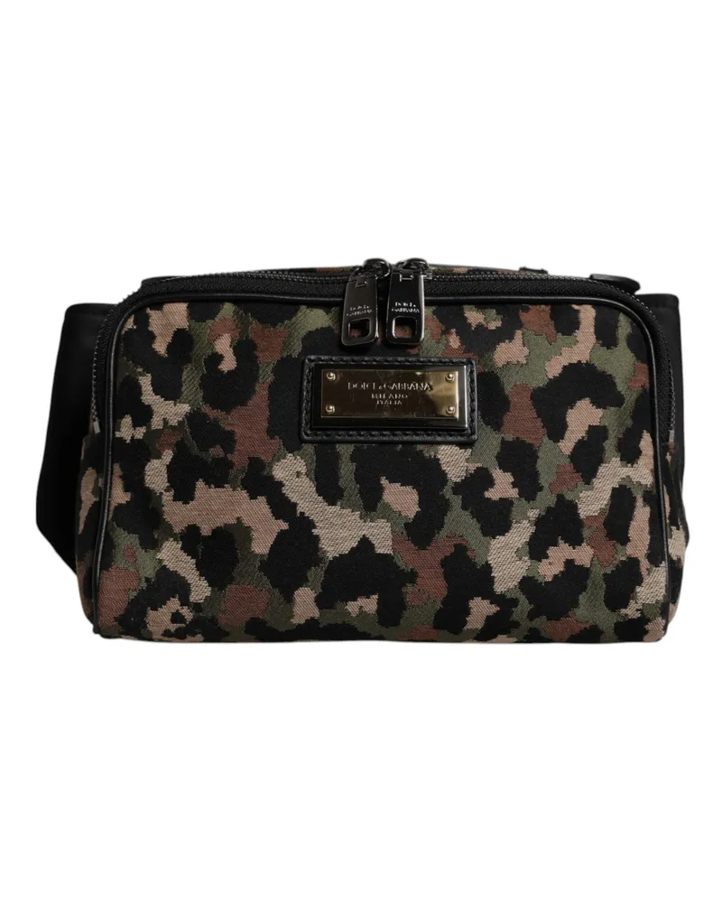 Dolce & Gabbana Men's Multicolor Leopard Dg Logo Belt Waist Fanny Pack Bag Multicolor