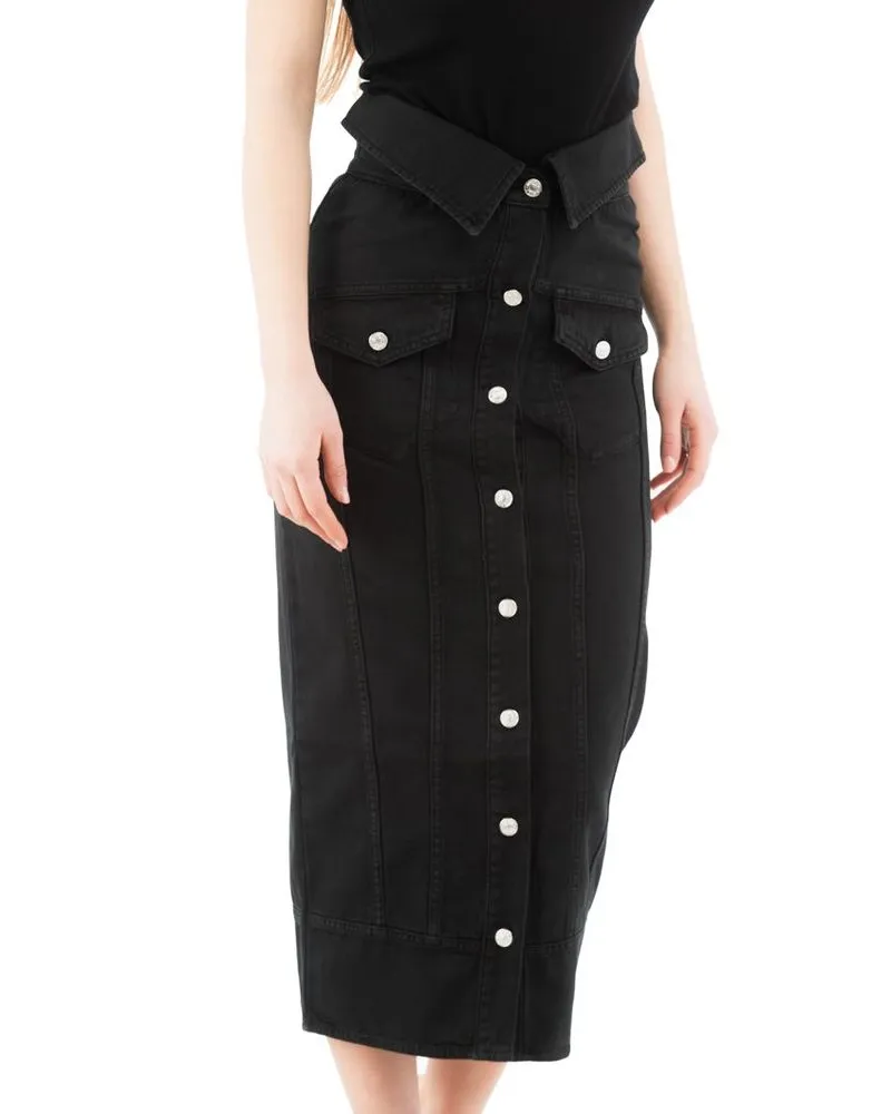 Moschino Women's Black Cotton Midi Skirt Black