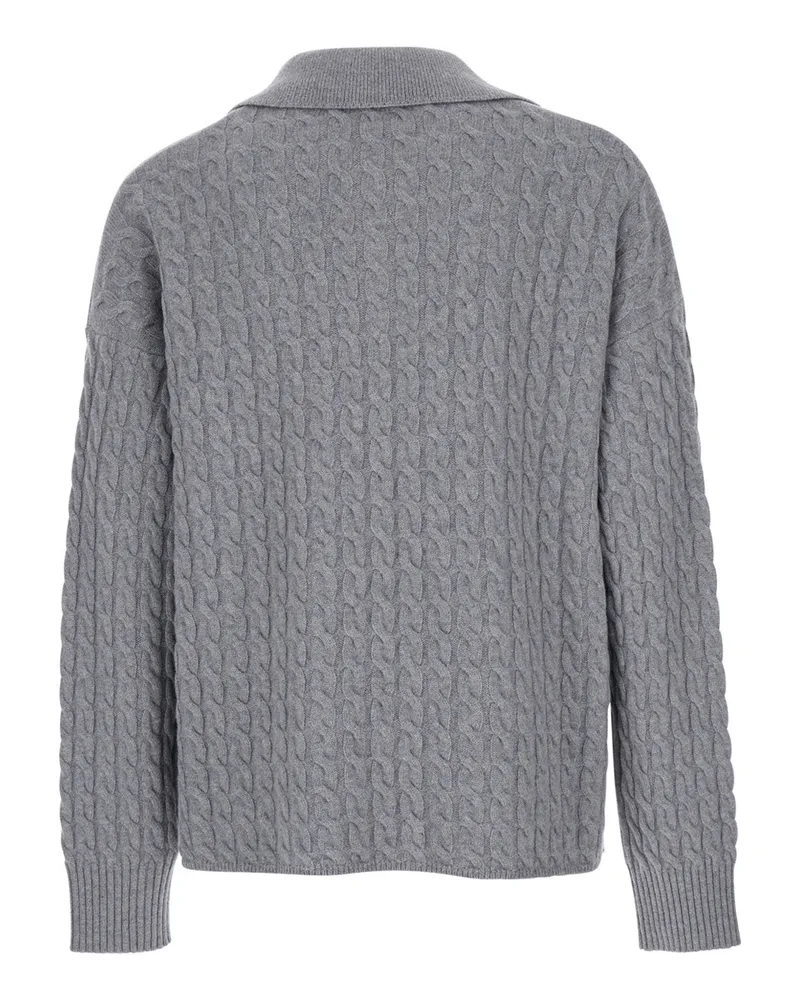 AMI Paris Cable-Knit Wool Sweater — Gray Gray