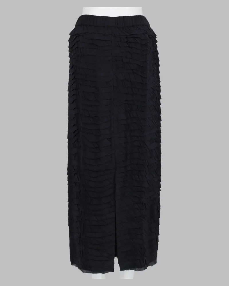 ALYSI Ruffled Viscose Midi Skirt — Black Black