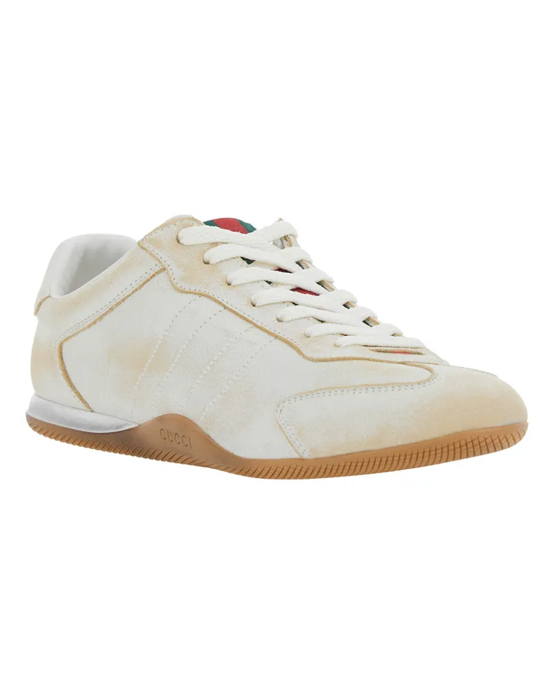 Gucci Women's Low Top Sneakers Elan White Calf Leather Trainers White