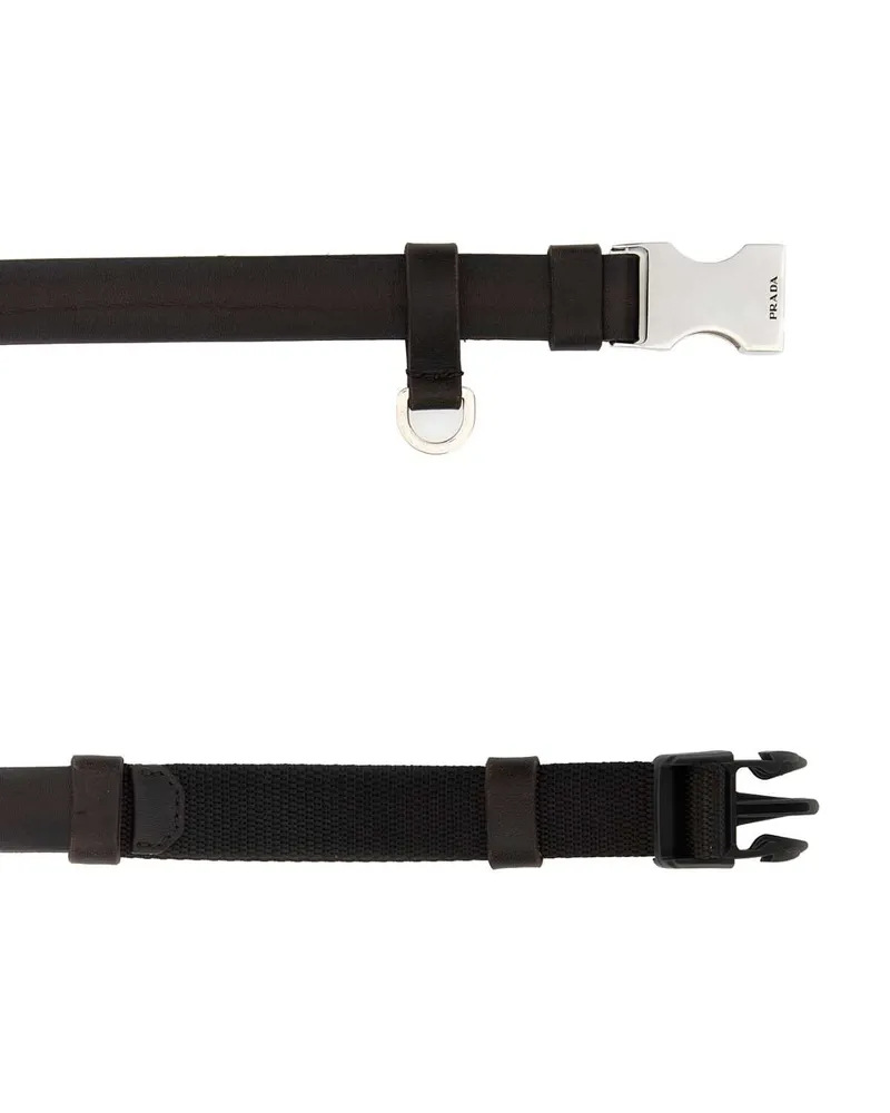 Prada Men's Dark Brown Leather Belt Caffe Cinture Caffe Brown