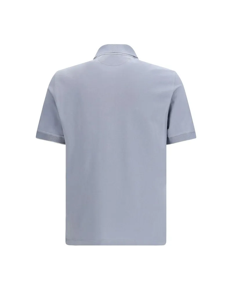 Brunello Cucinelli Men Blue Cotton Polo Shirt Blue