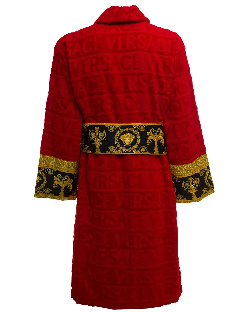 Versace Unisex Bathrobe Cotton Terry Red Towels & Bath Robes Red