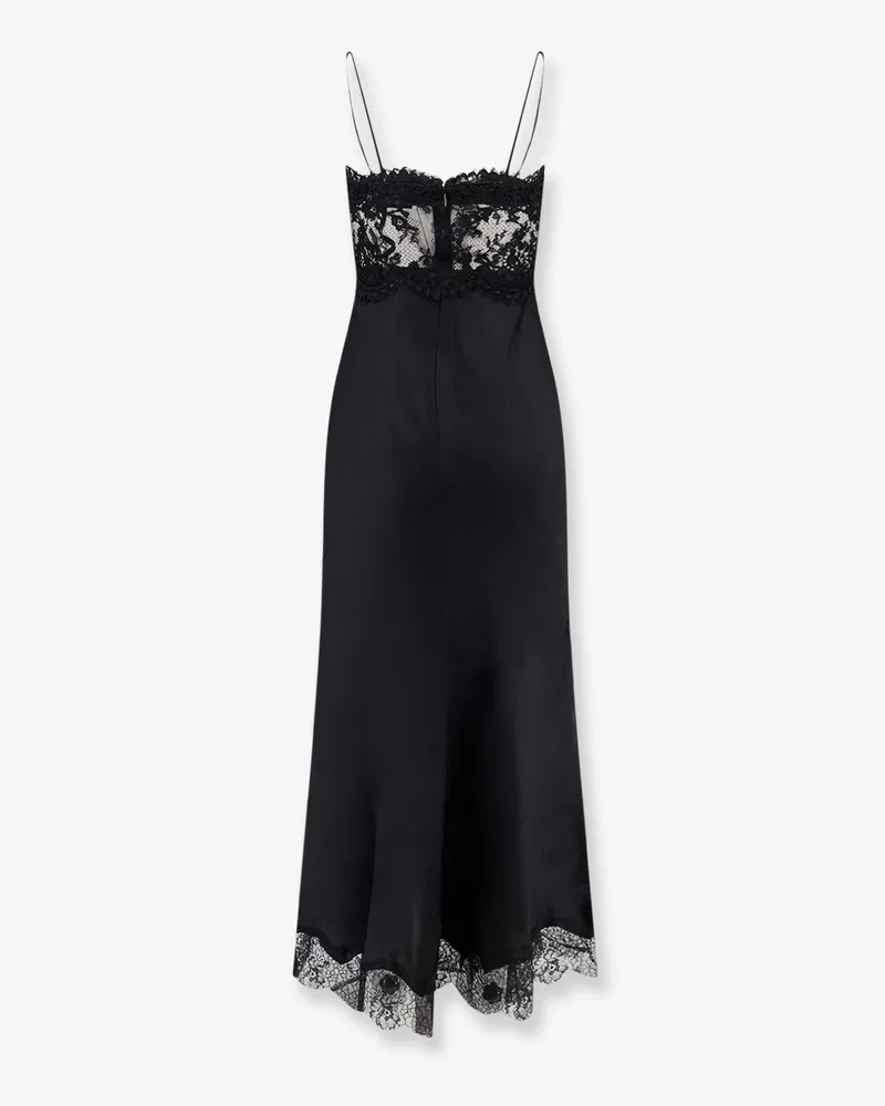 Self-Portrait Women's Satin Dress With Lace Profiles Black Viscose Black