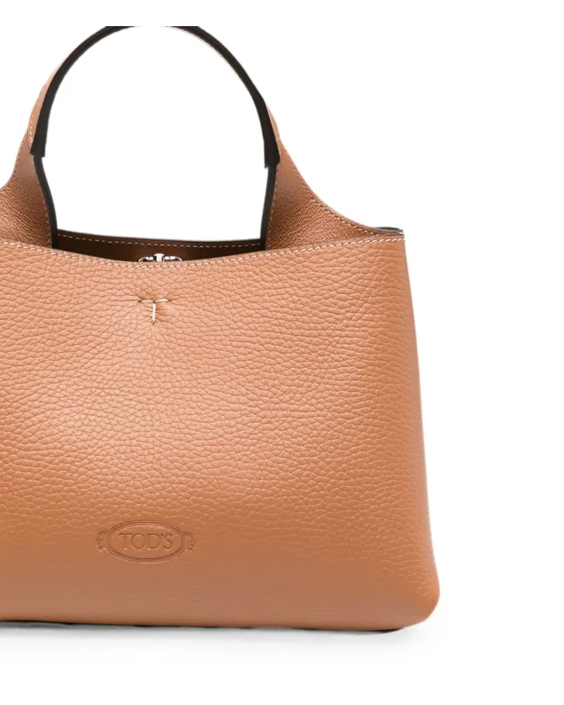 TOD'S Grained Leather Shoulder Bag — Tan Tan