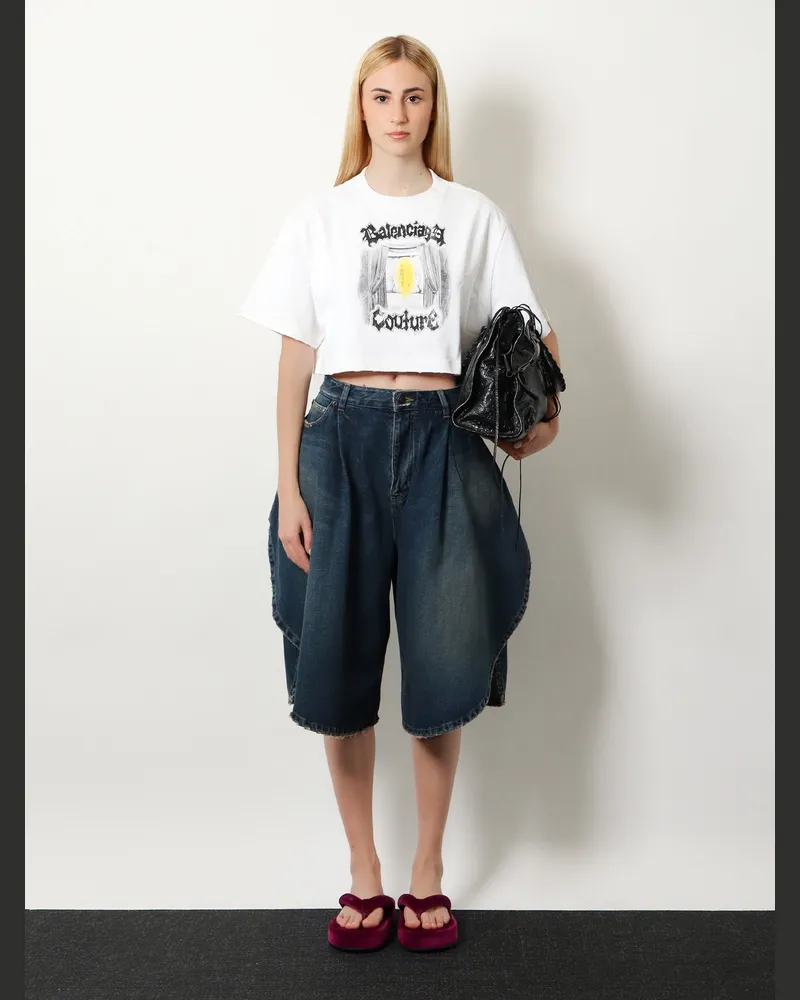 Balenciaga Women's Shorts Bermuda Cotton Blue Blue