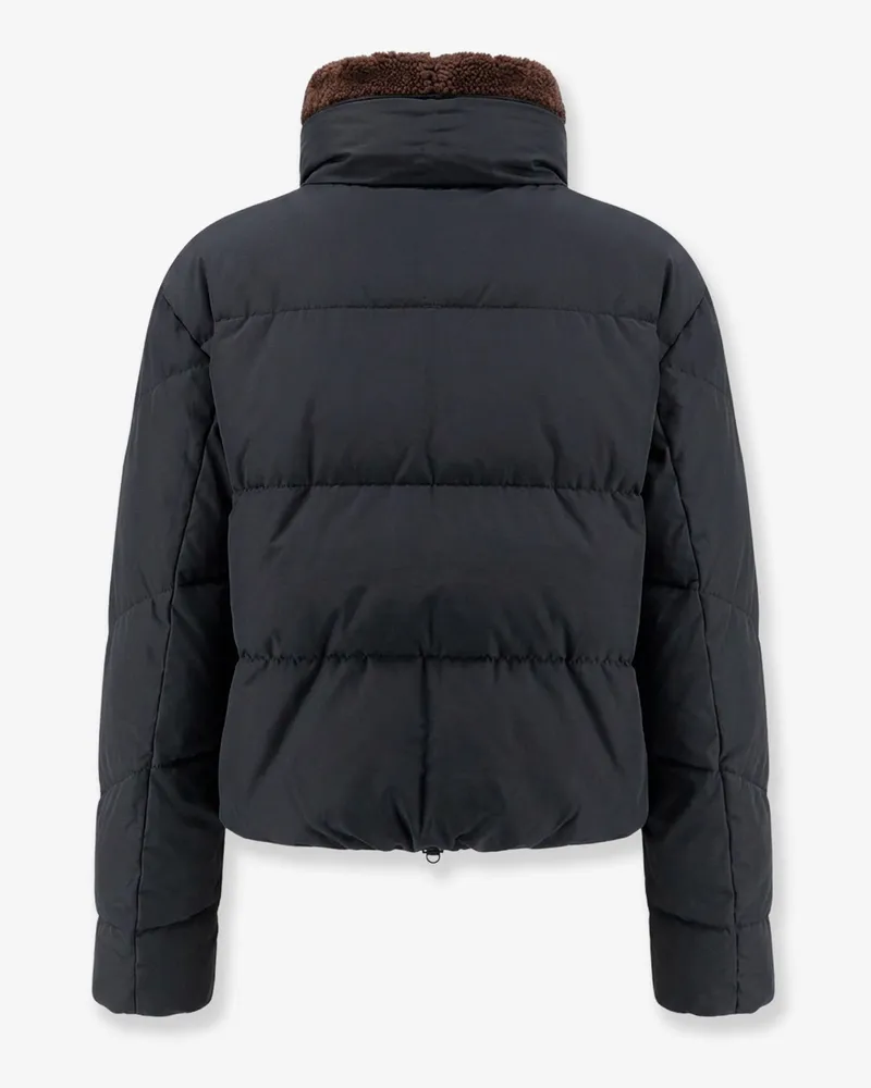Brunello Cucinelli Women's Down Jacket With Shearling Collar Black Cotton Black