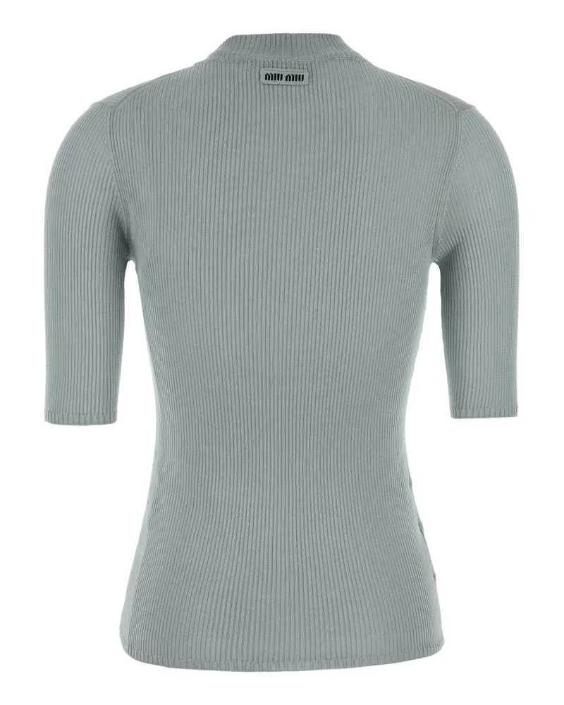 Miu Miu Women's Ribbed Silk Sweater Gray Gray