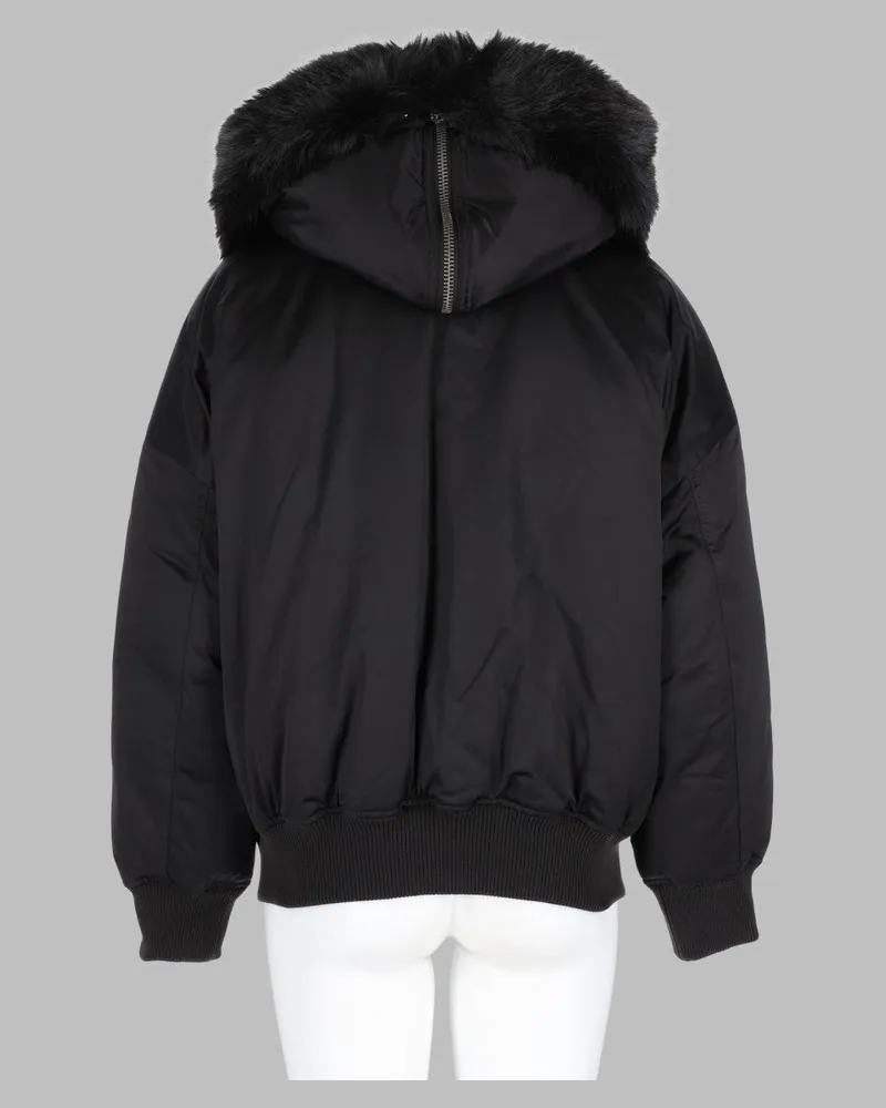Michael Kors Faux Fur-Trimmed Hooded Bomber Jacket — Black Black