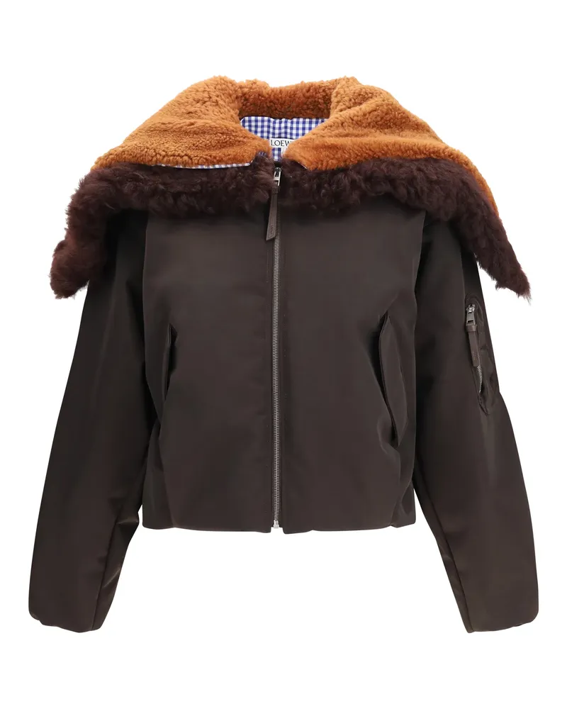 Loewe Technical Fabric Bomber Jacket — Brown Brown