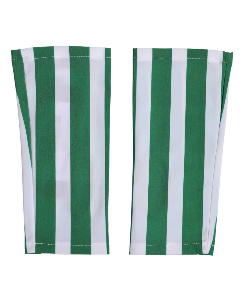 Dolce & Gabbana Women Green White Nylon Fingerless Wrist Length Gloves 07+pa Green