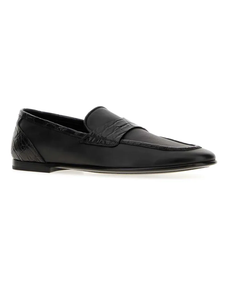 Dolce & Gabbana Leather and Alligator Loafers — Black Black