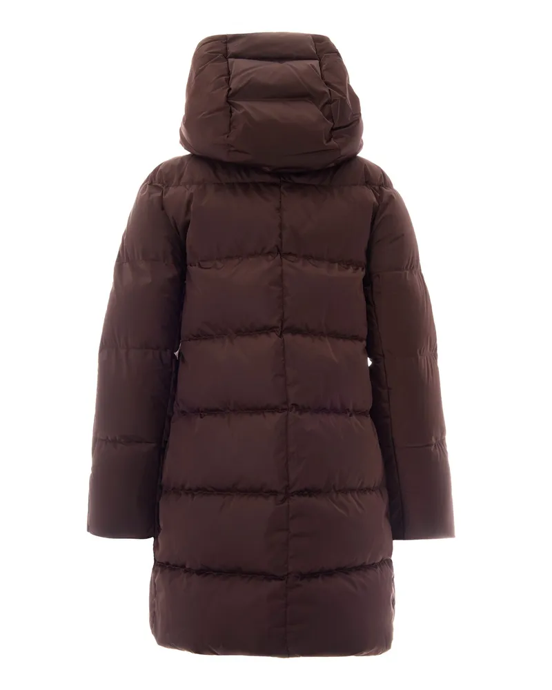 Herno Women's A-Shape Quilted Down Jacket Dark Polyester Brown