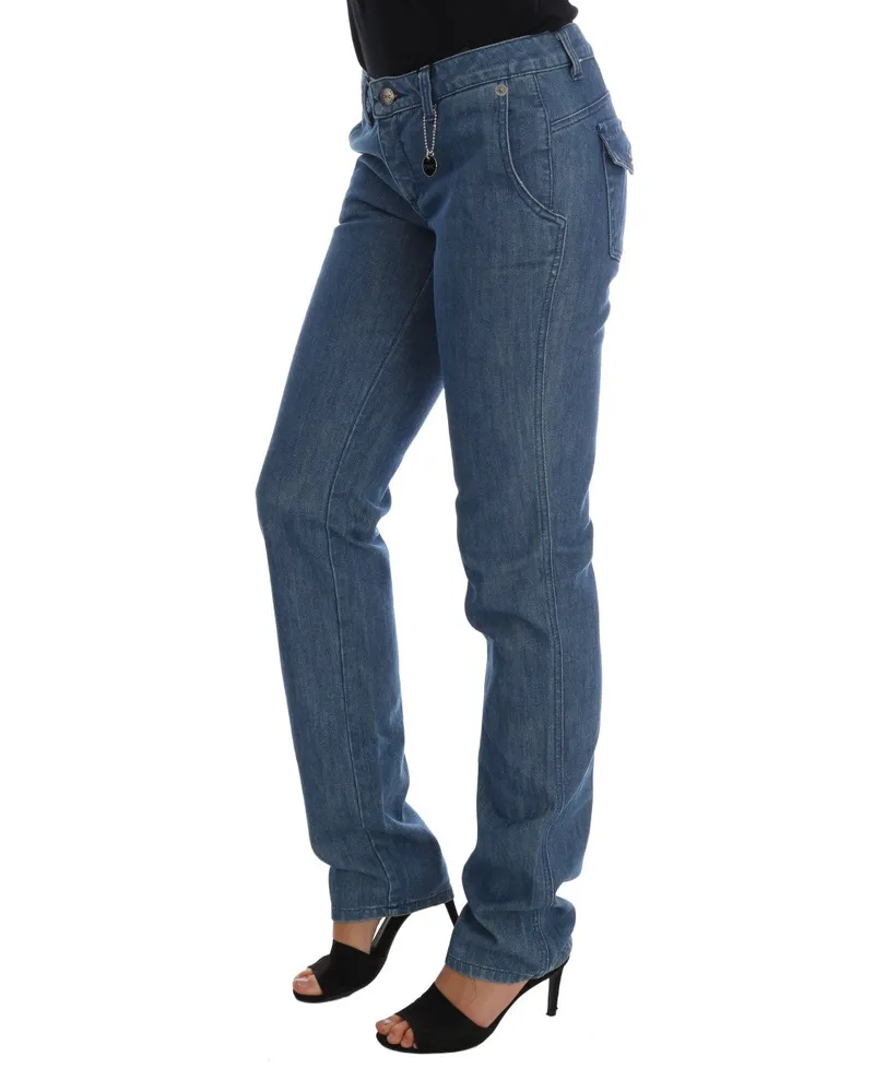 CoSTUME NATIONAL Women's Blue Wash Cotton Slim Denim Jeans Clothing Blue