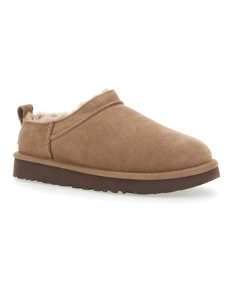UGG Women's Classic Micro Beige Ankle Boots Leather Beige