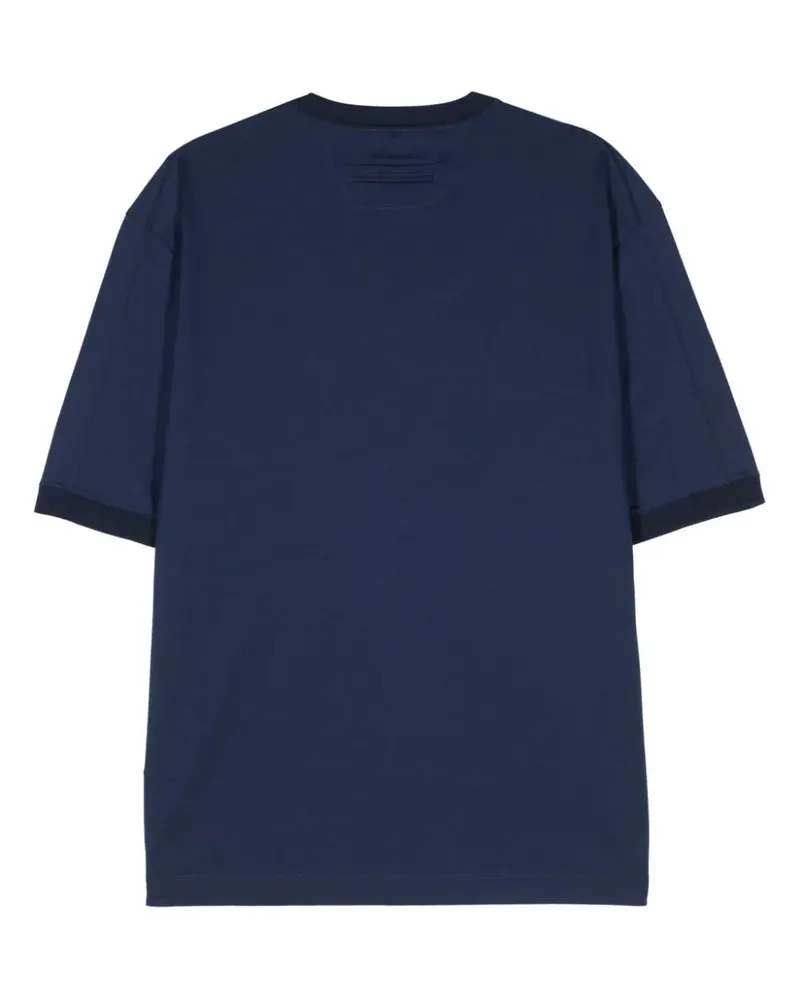 Ermenegildo Zegna Ribbed-Trim Cotton T-Shirt — Navy Navy