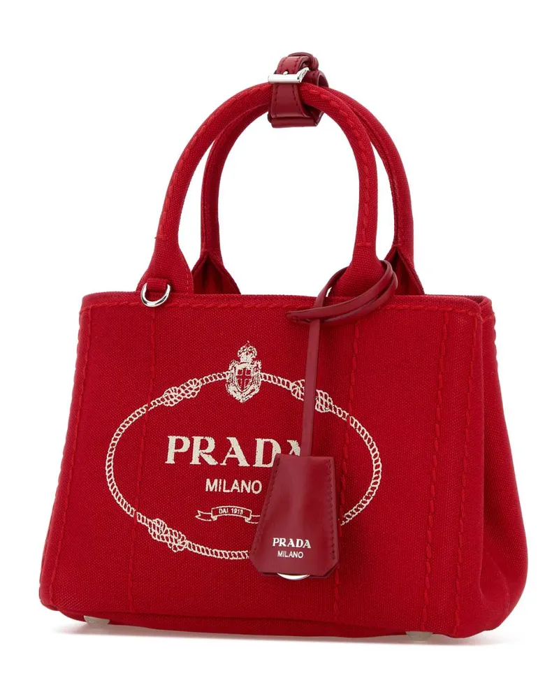 Prada Women's Red Canvas Mini  Jardiniã¨re Handbag Rosso Borse A Mano Bag Red