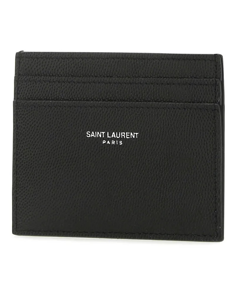 Saint Laurent Calfskin Leather Card Case — Black Black