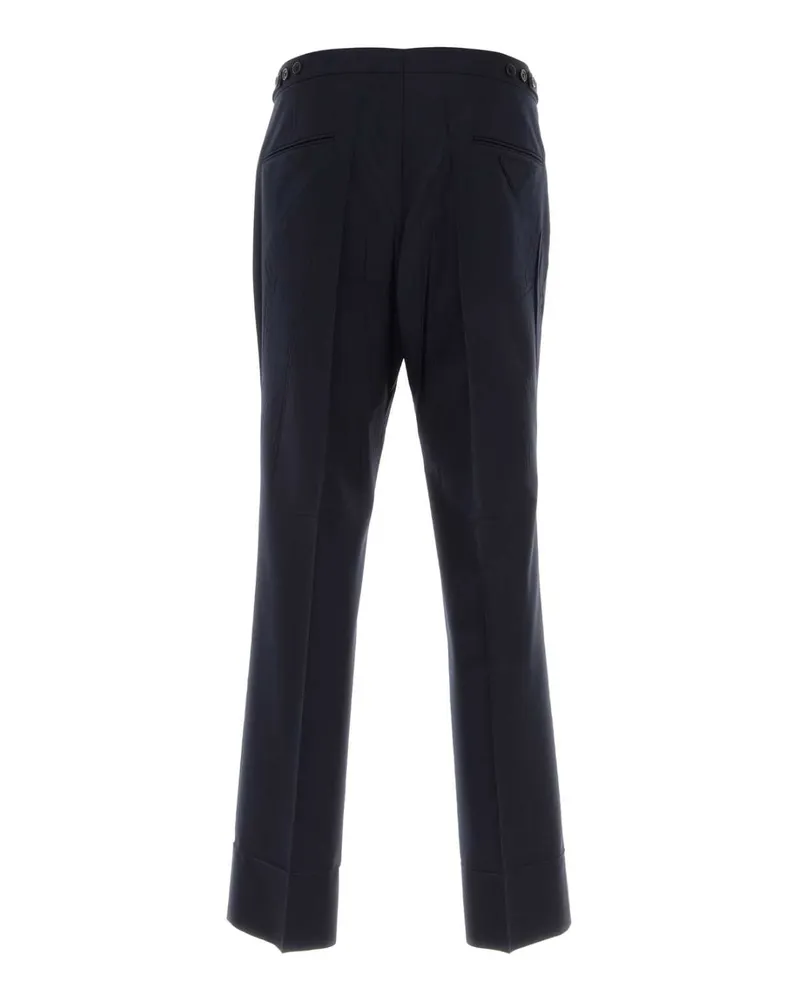 Prada Men's Navy Blue Wool Blend Pant Bleu Exterior: Virgin Mohair Pantaloni Navy