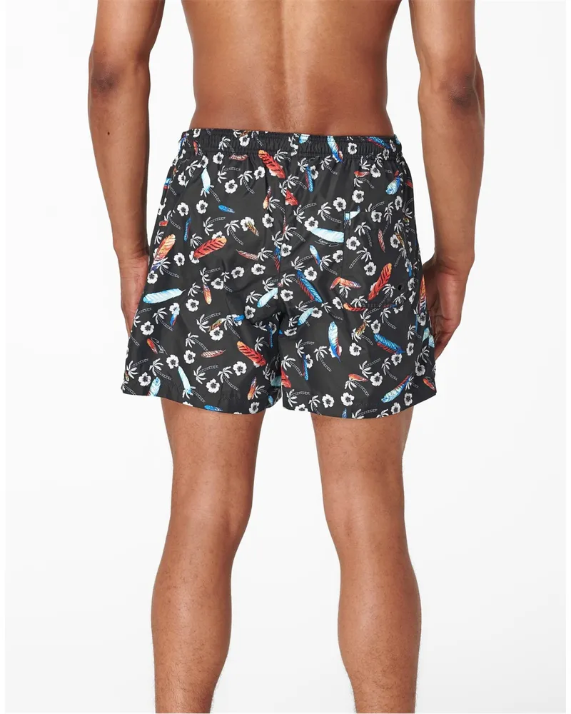 Marcelo Burlon | County of Milan Men Hawaii Print Swim Shorts Black Clothing > Beachwear Black