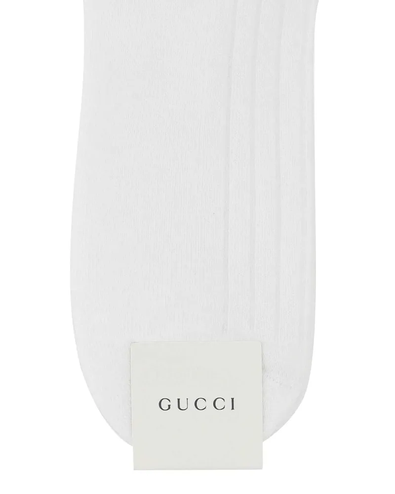 Gucci Women's White Stretch Cotton Blend Socks Whiteblack Calze White