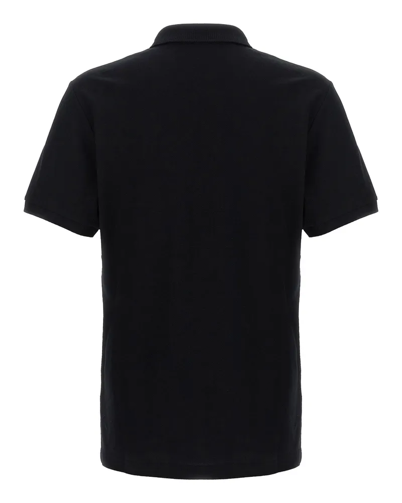 Moschino Logo-Embroidered Cotton Piqué Polo Shirt — Black Black
