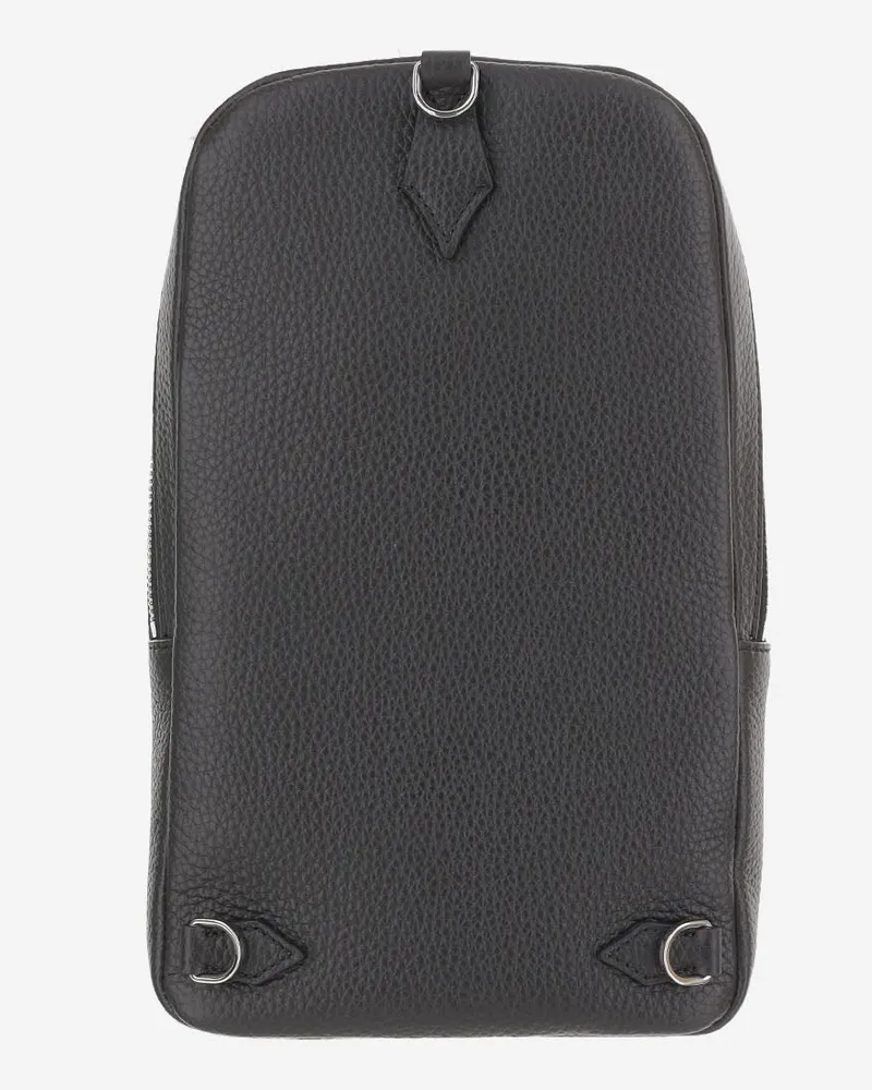 Montblanc Men's Shoulder Bag Black Leather Backpacks Black