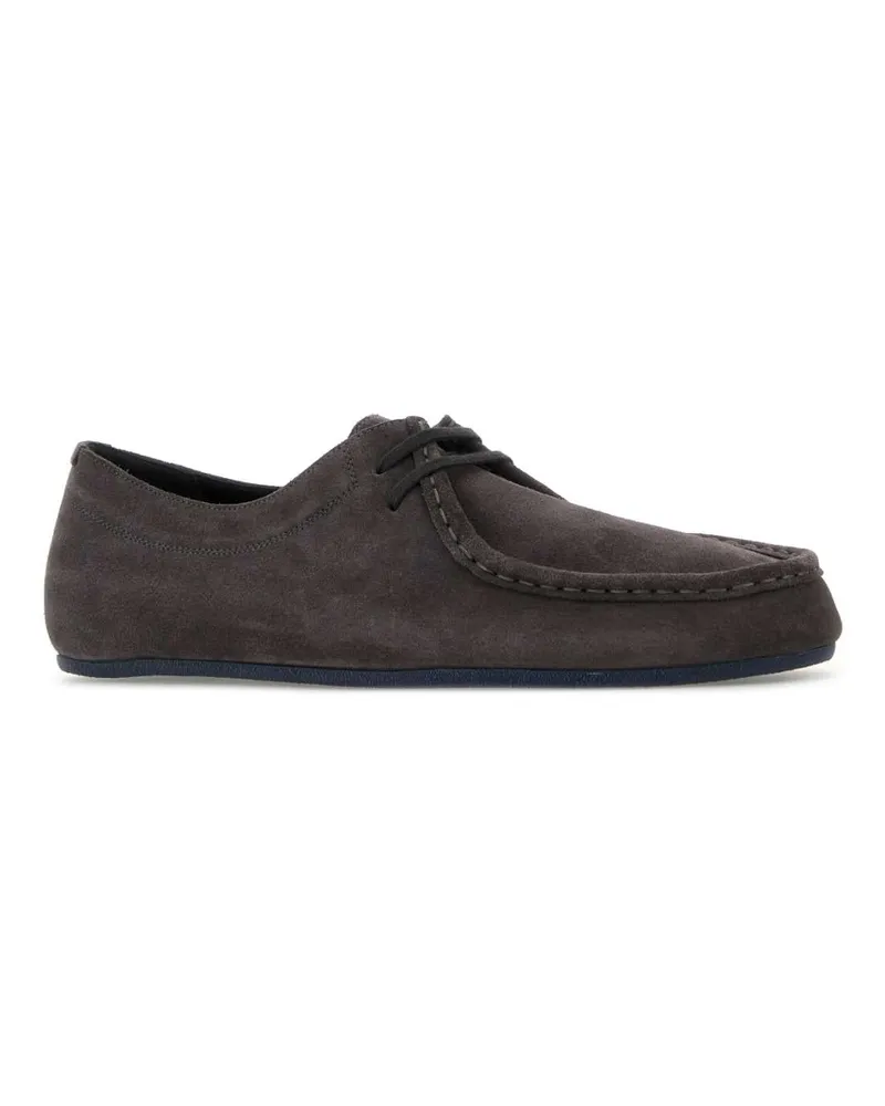 Jil Sander Men's Dark Grey Suede Lace-Up Shoes Magnet Scarpe Stringate Gray