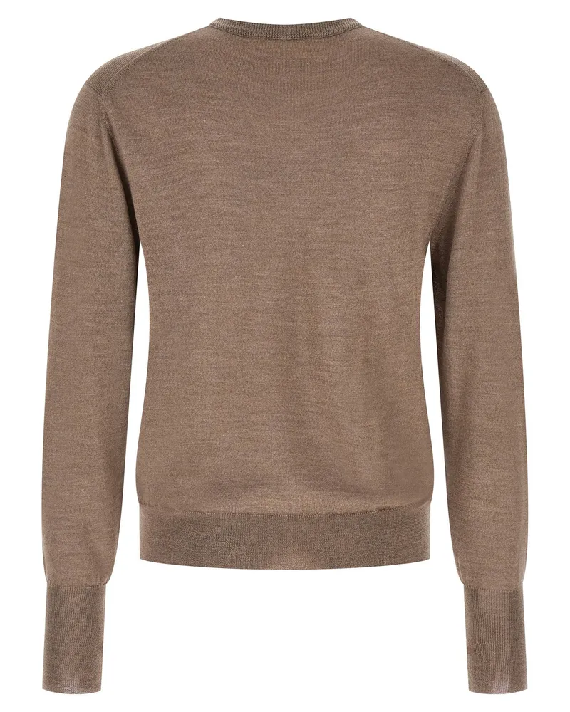 MA'RY'YA Merino, Silk & Cashmere Knit Sweater — Taupe Taupe