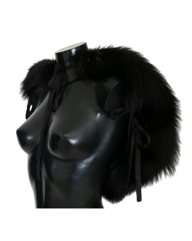 Dolce & Gabbana Women's Black Silver Fox Fur Scarf Black
