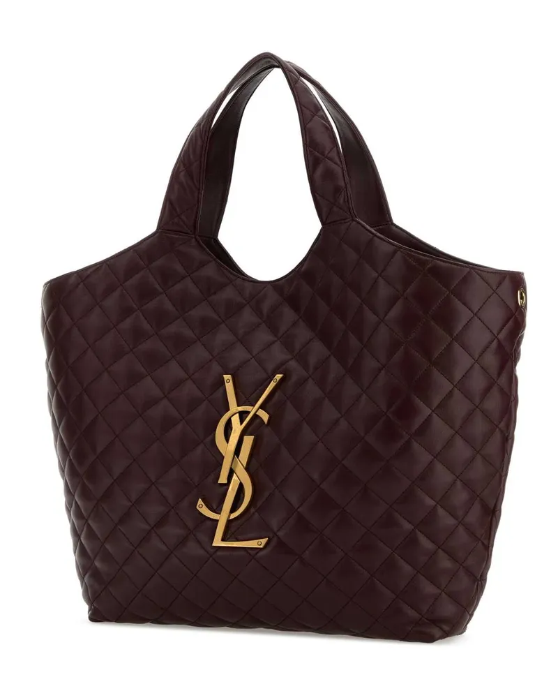 Saint Laurent Women's Aubergine Nappa Leather Icare Shopping Bag Hotwine Borse A Mano Purple