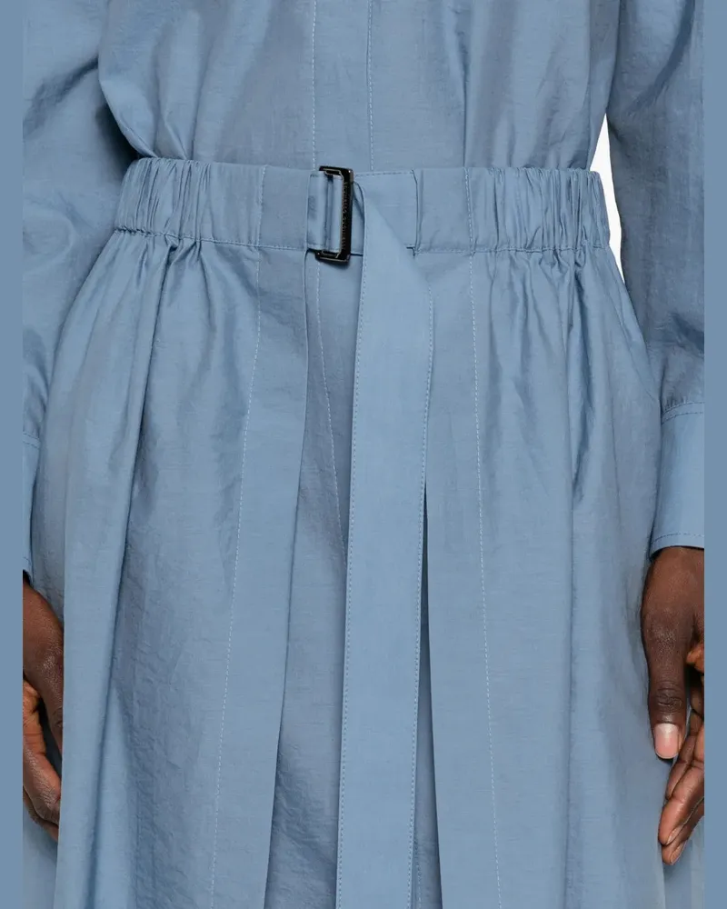 Brunello Cucinelli Women Belted Pocket-Detail Midi Dress Ss26 W Blue