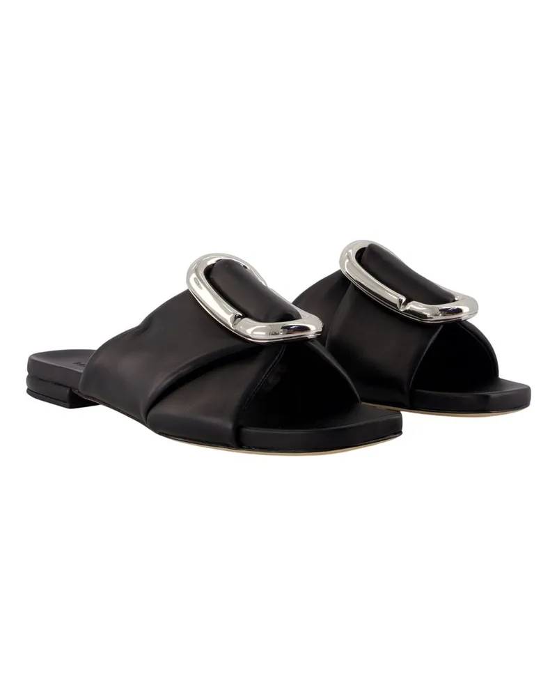Marc Jacobs Women's The Criss Cross Sandals -  Leather Black Lambskin Shoes Black