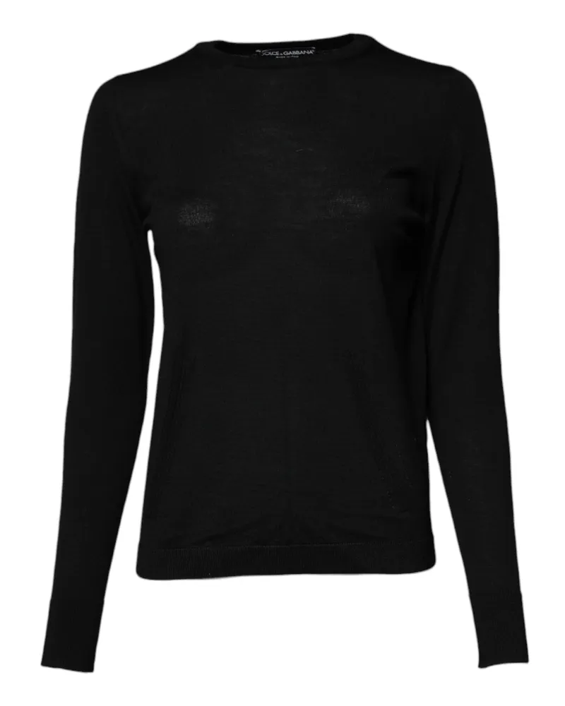 Dolce & Gabbana Women's Black Wool Knit Crew Neck Pullover Sweater Virgin Clothing Black