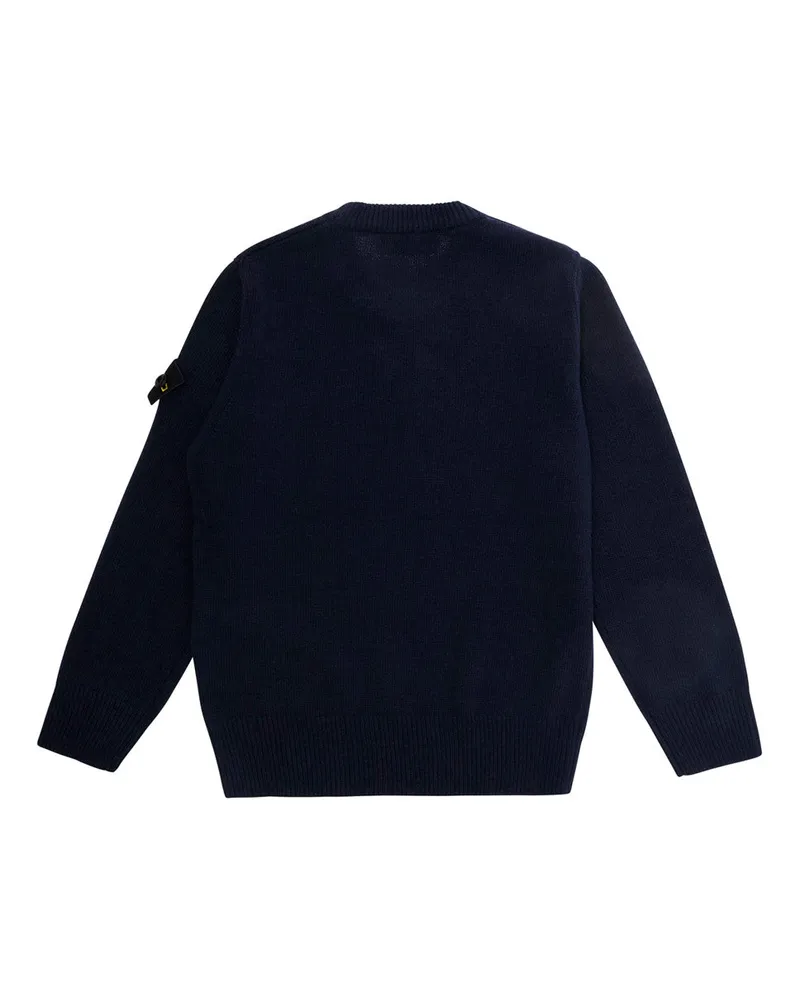 Stone Island Boys' Crewneck Wool Sweater Blue Tops Top Navy