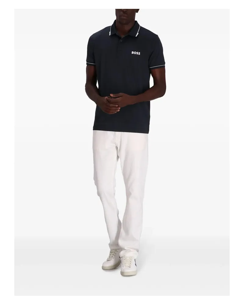 HUGO BOSS Stretch Polyester Polo — Navy Navy