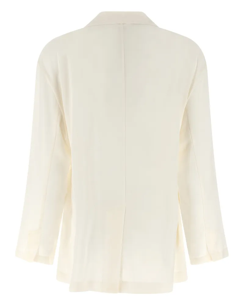 Brunello Cucinelli Silk Crêpe Blazer — Cream Cream