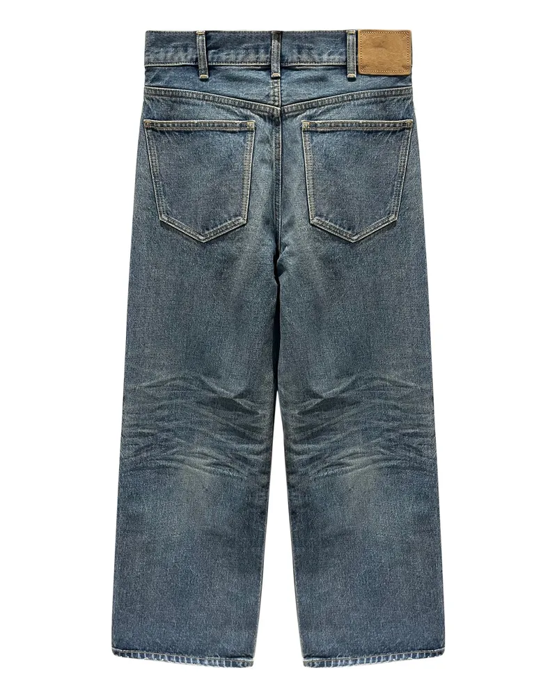 Celine Women's Wide-Leg Jeans Dark Blue Denim Cotton Blue